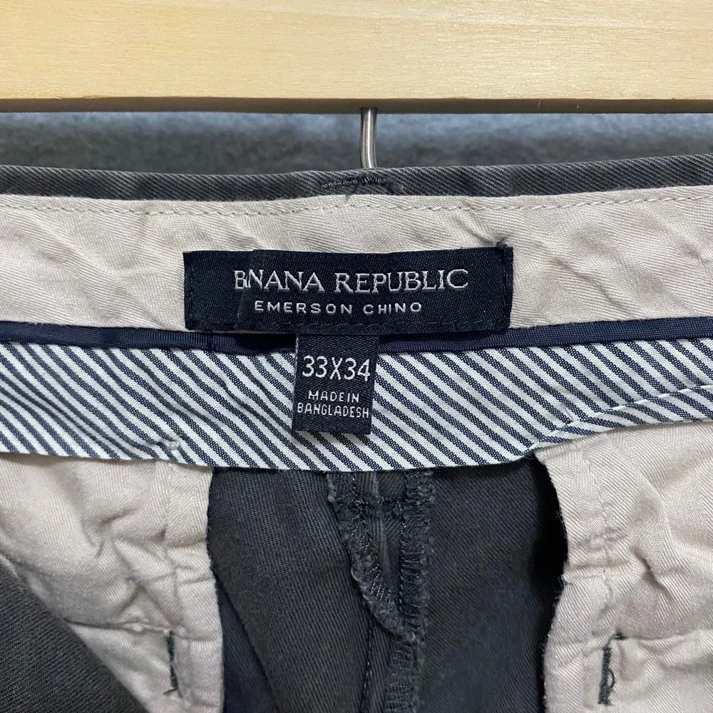 BANANA REPUBLIC Mens 33x34 Emerson Chino Pants Dark Gray Cotton Casual Straight